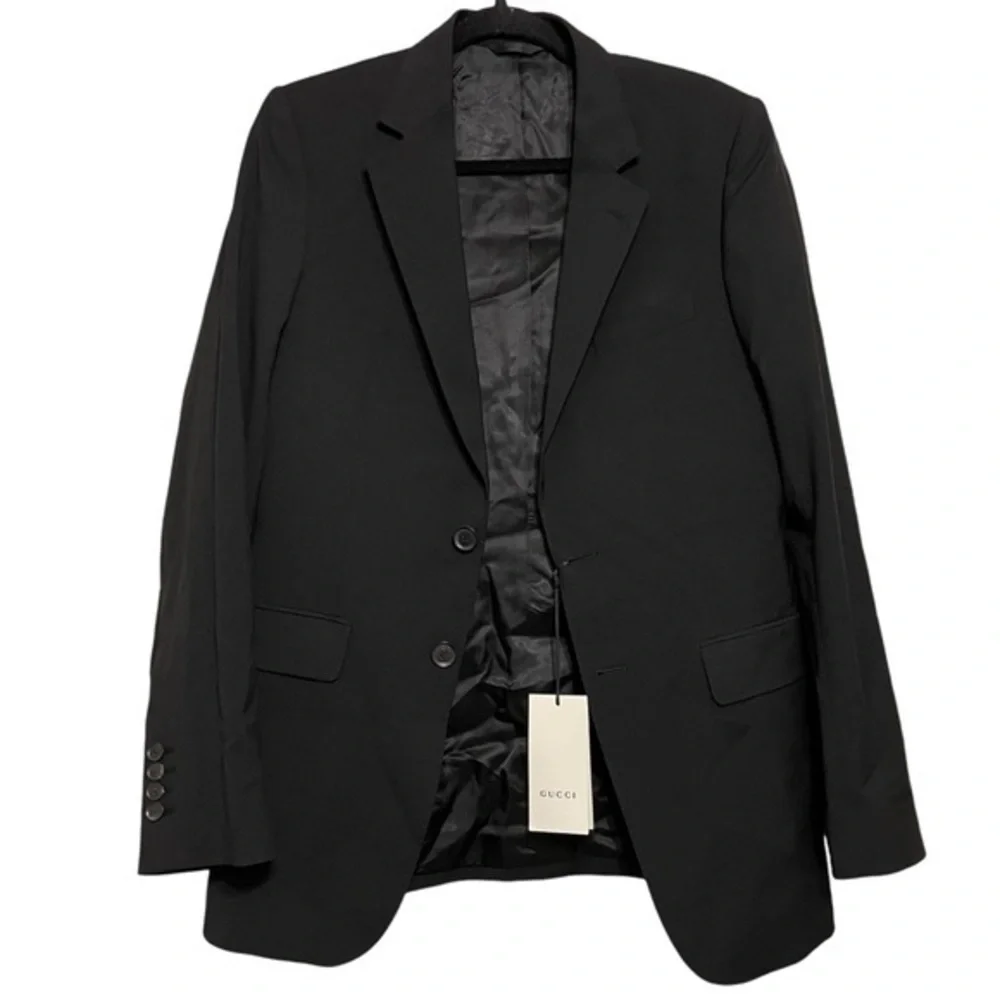 GUCCI Wool Uniform Blazer Solid Black